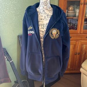 Men's Navy Zip-Up Hoodie Jacket with Presidential Seal